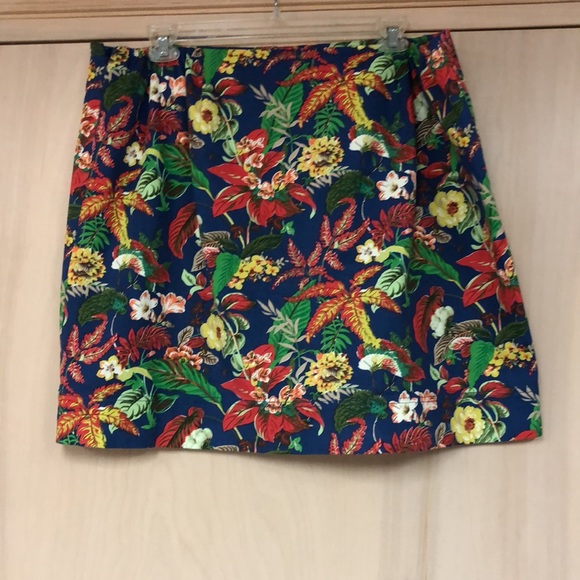 Talbots Royal Blue Tropical Print Skirt - Picture 2 of 5